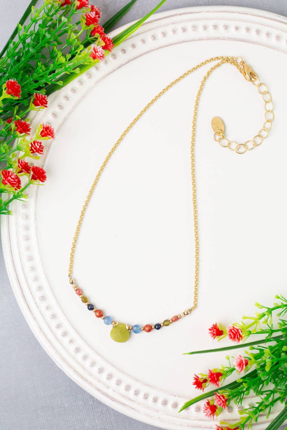 Prosperity 15-17" Czech Glass, Olive Jade Simple Necklace