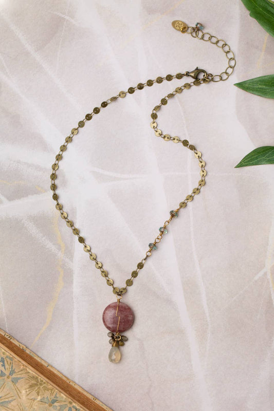 Mauve 15-17" Chalcedony, Czech Glass Simple Necklace
