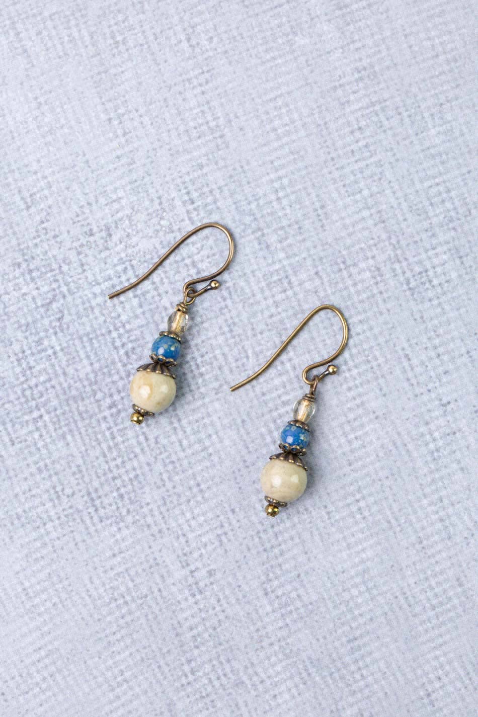 Sacred Heart Czech Glass, Jasper Simple Earrings
