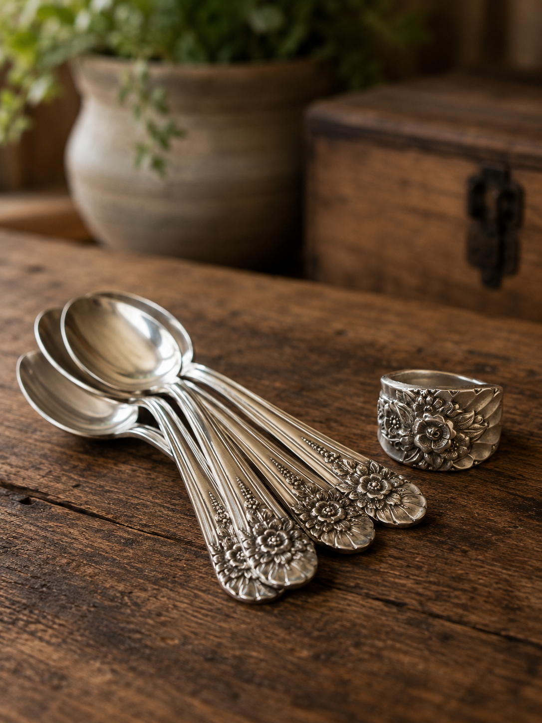 Jubilee Spoon Ring | Vintage Silver-Plated Floral Band