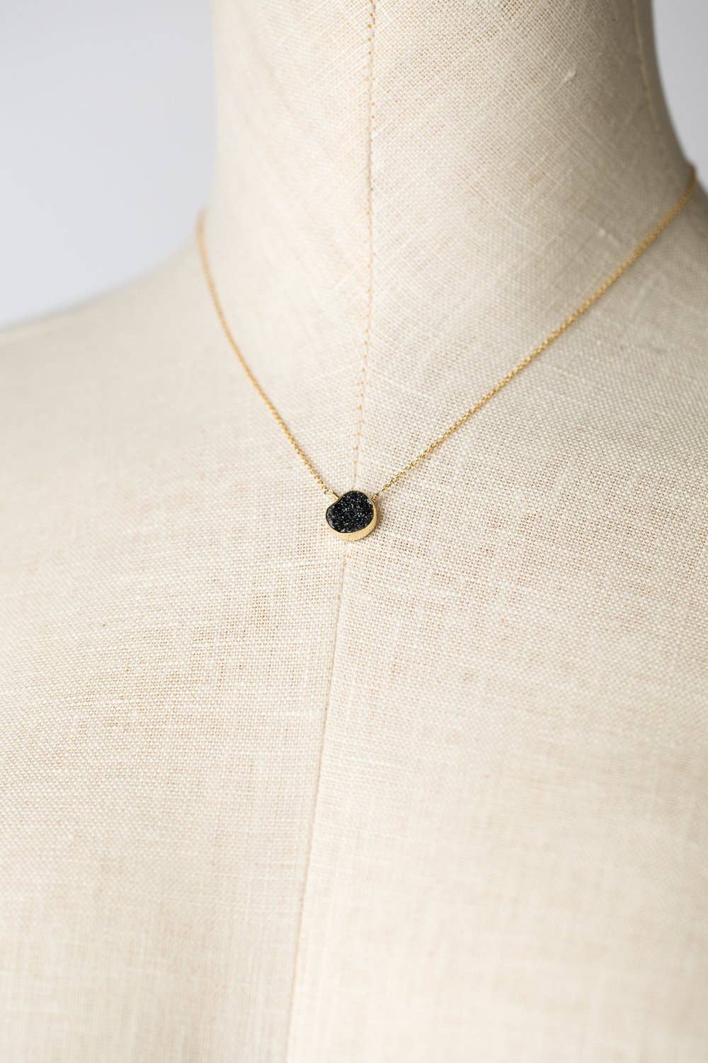 Favorites 16.5-18.5" Black Druzy Focal Necklace