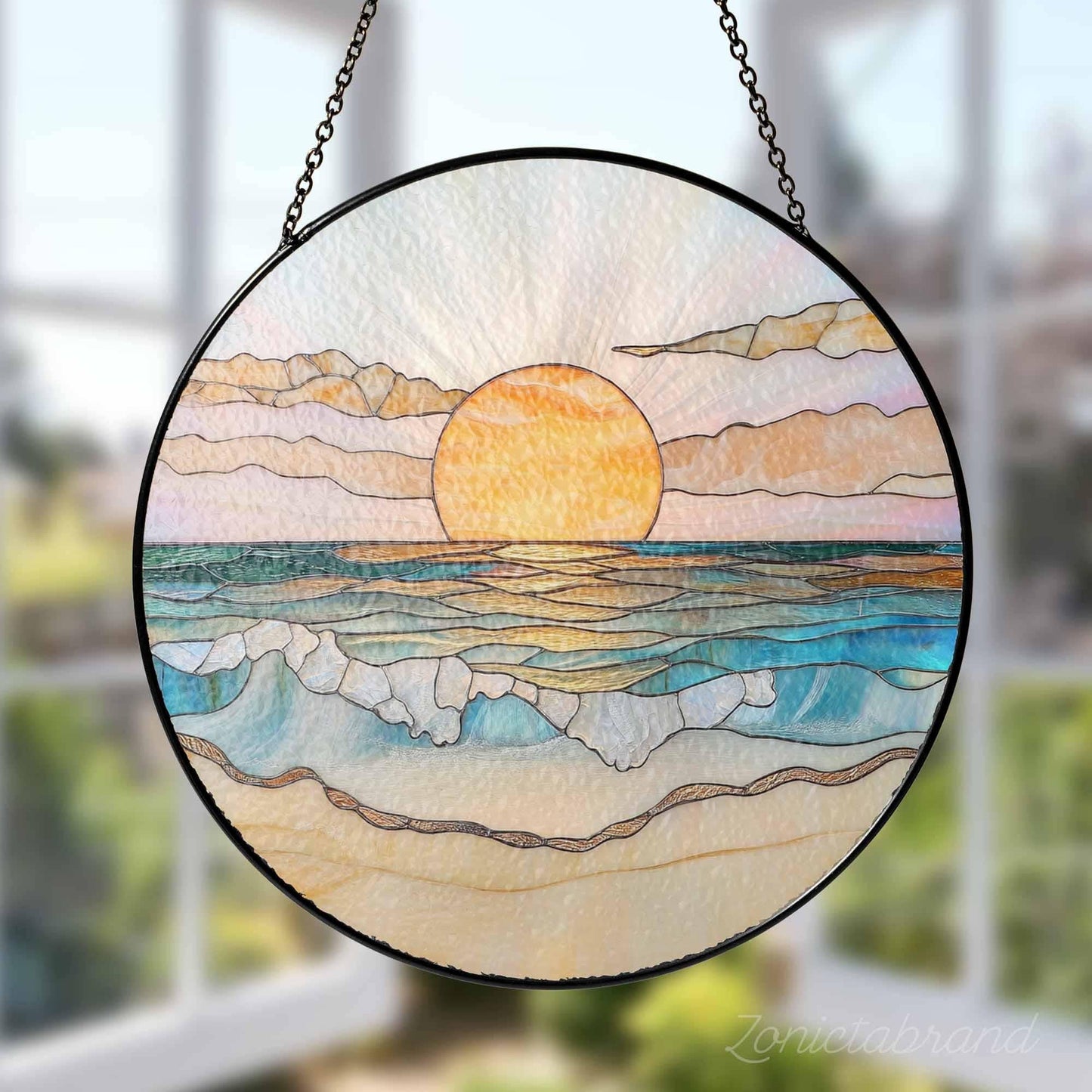 Beach Sunset Glass Suncatcher