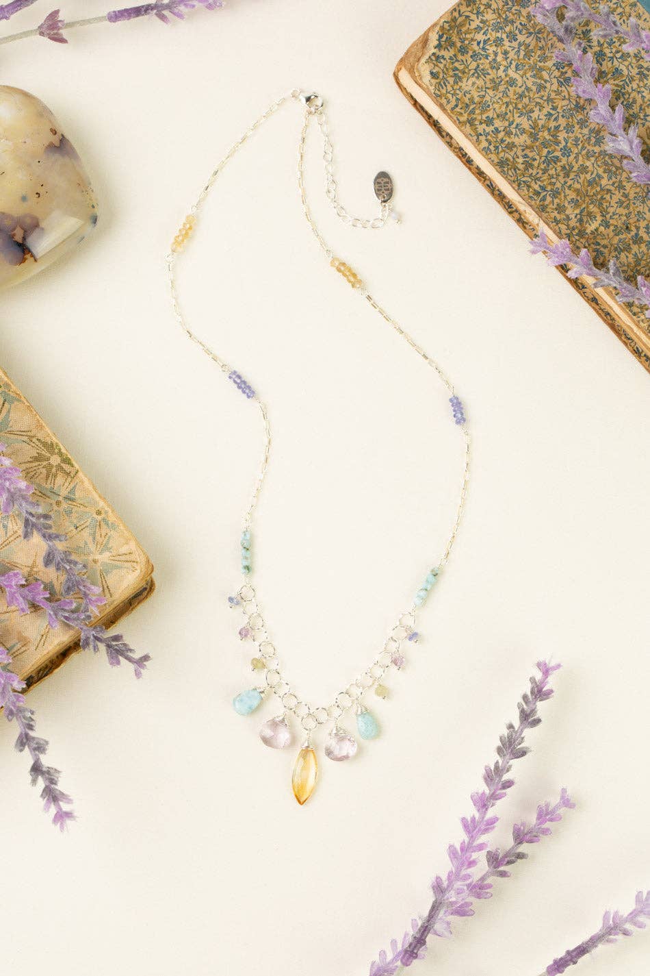 Sanctuary 18-20" Citrine, Amethyst, Larimar Collage Necklace