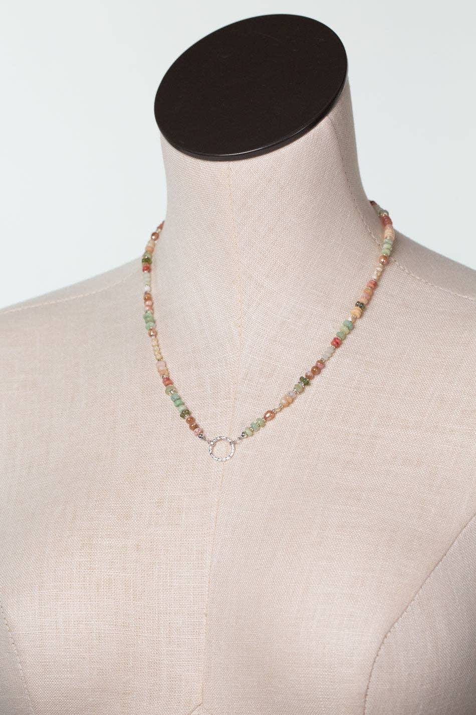 Calming Fleurs 17.5-19.5" Rhodochrosite, Pink Opal, Freshwater Pearl Collage Necklace