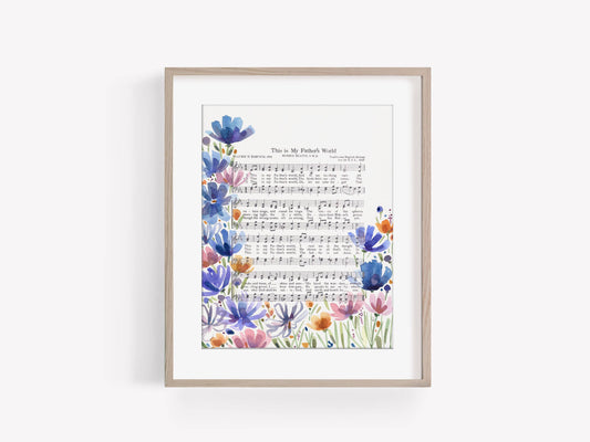 "This is my Father's World" Chicory Floral Hymn Print: 8x10"
