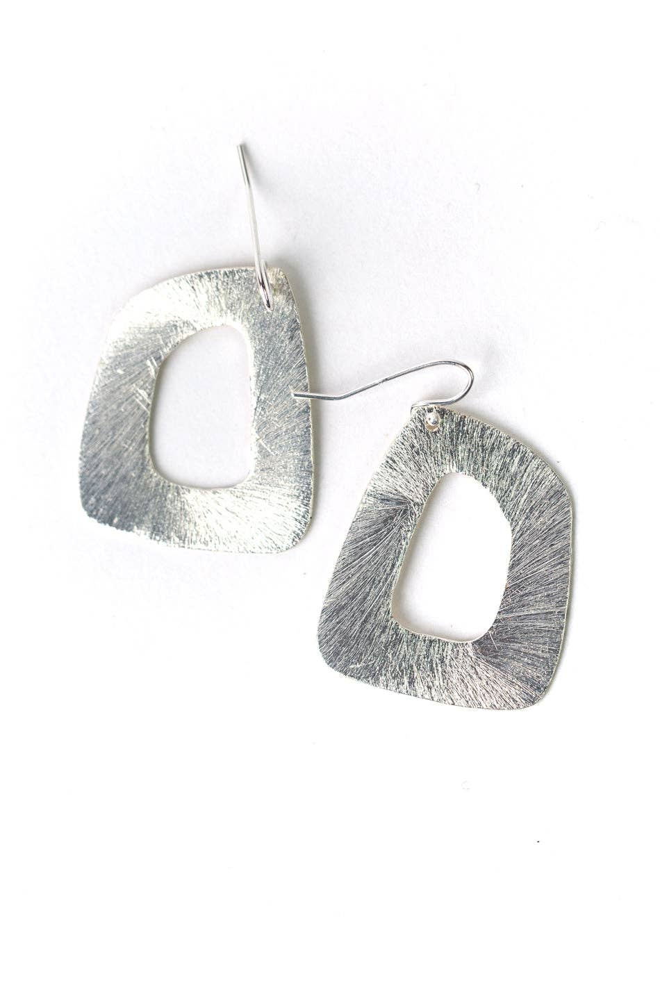 Brushed Silver Statement Earrings