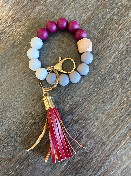 Game Day Wristlet- Maroon/Grey/White