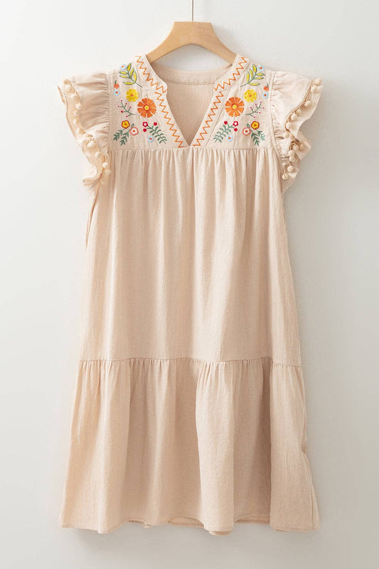 Floral Embroidered Summer Mini Dress