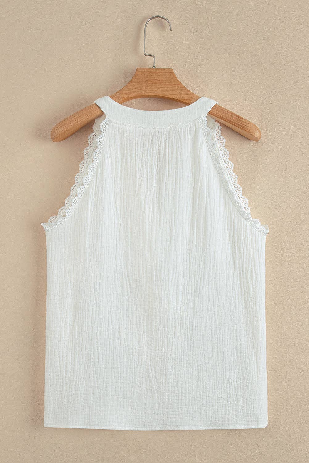 Crinkle Gauze Lace Trim Summer Top