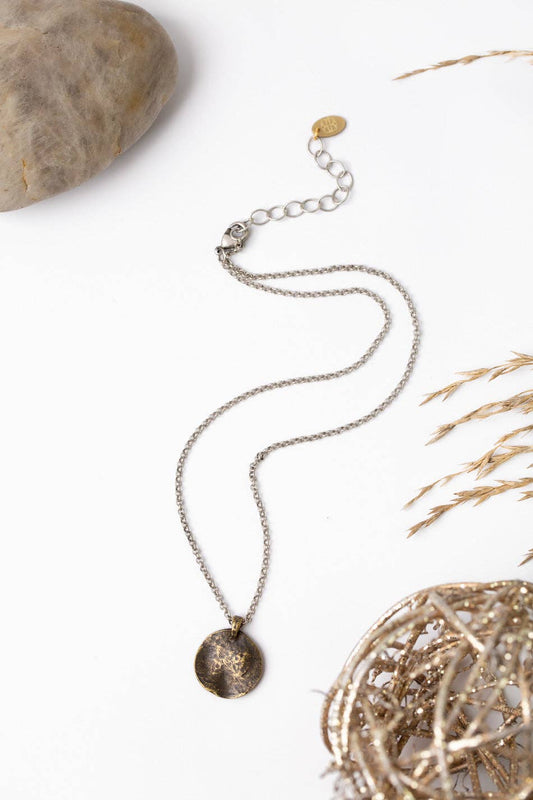 Silver & Gold Antique Brass Simple Necklace