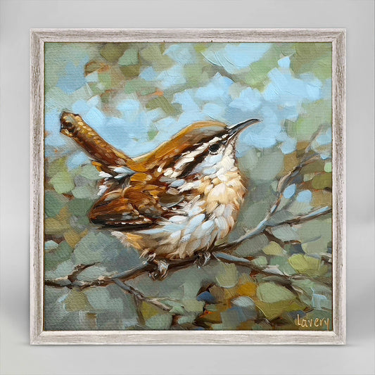 Wren Looking For Signs Mini Framed Canvas