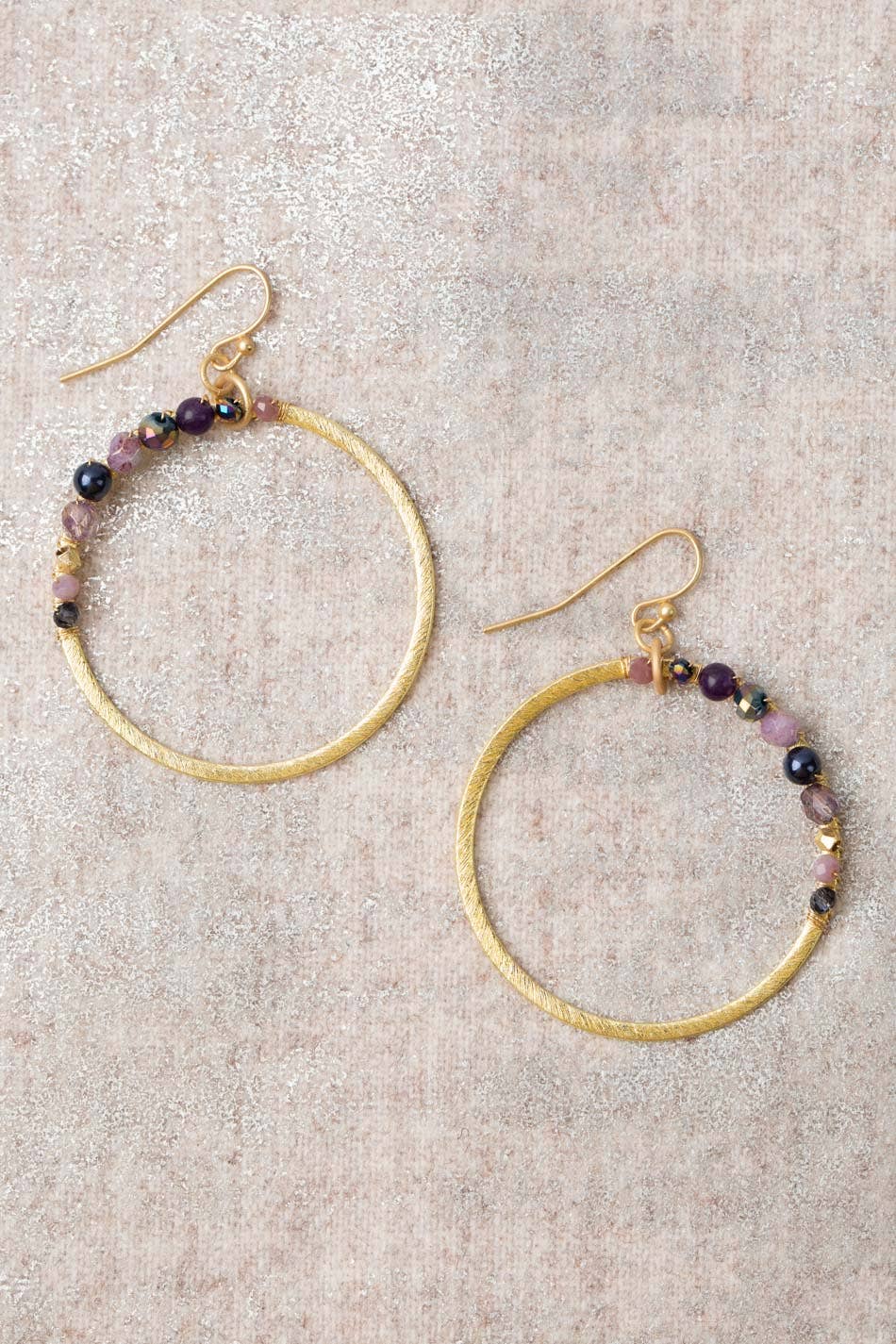 Midnight Czech Glass, Crystal Hoop Earrings