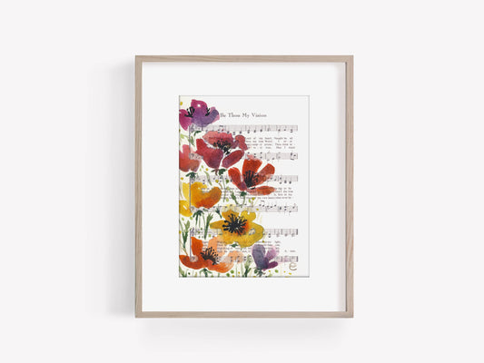 “Be Thou My Vision” Poppy Floral Hymn Print, 5×7