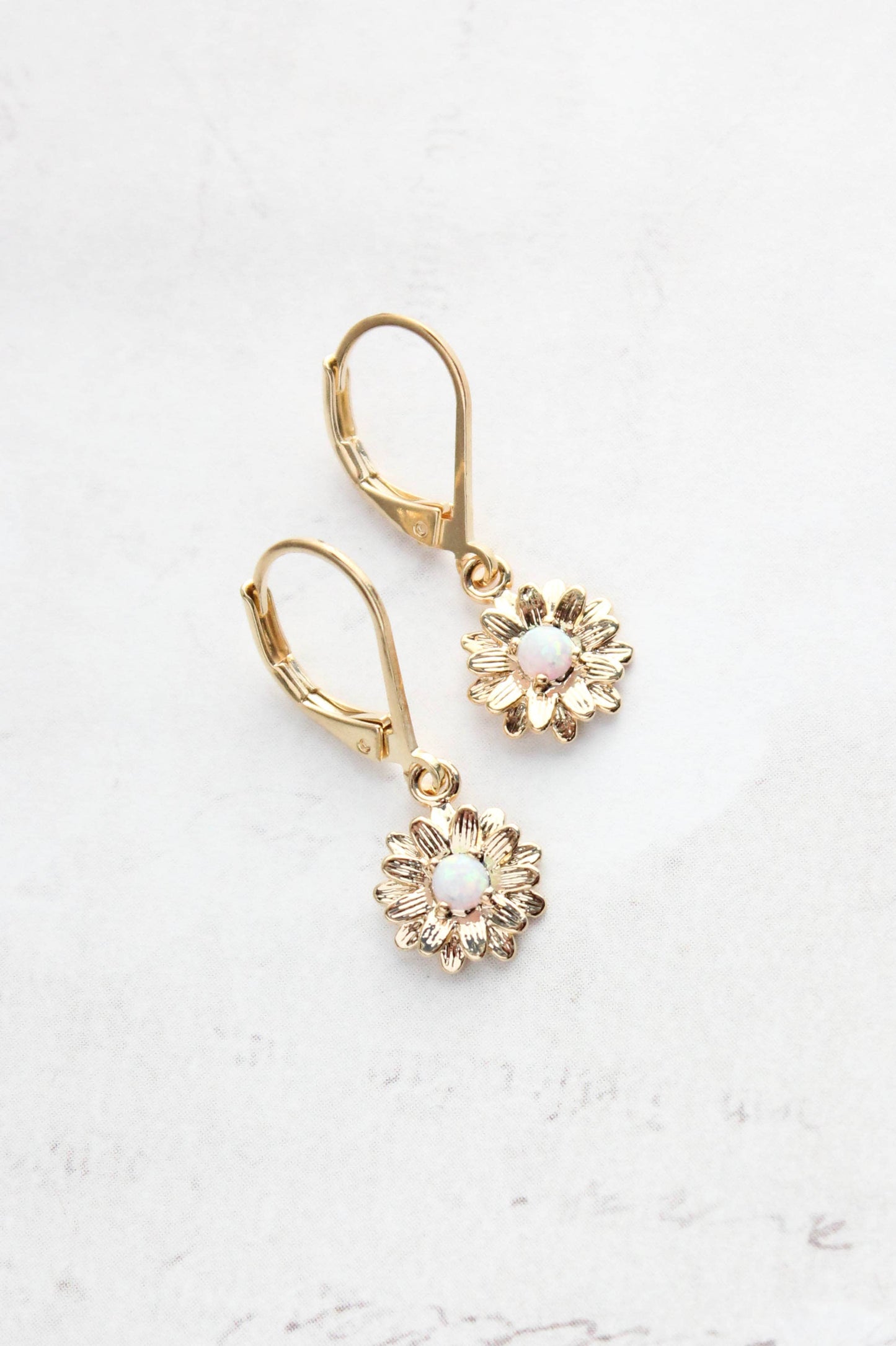 Daisy Earrings - Glossy Gold and Opal