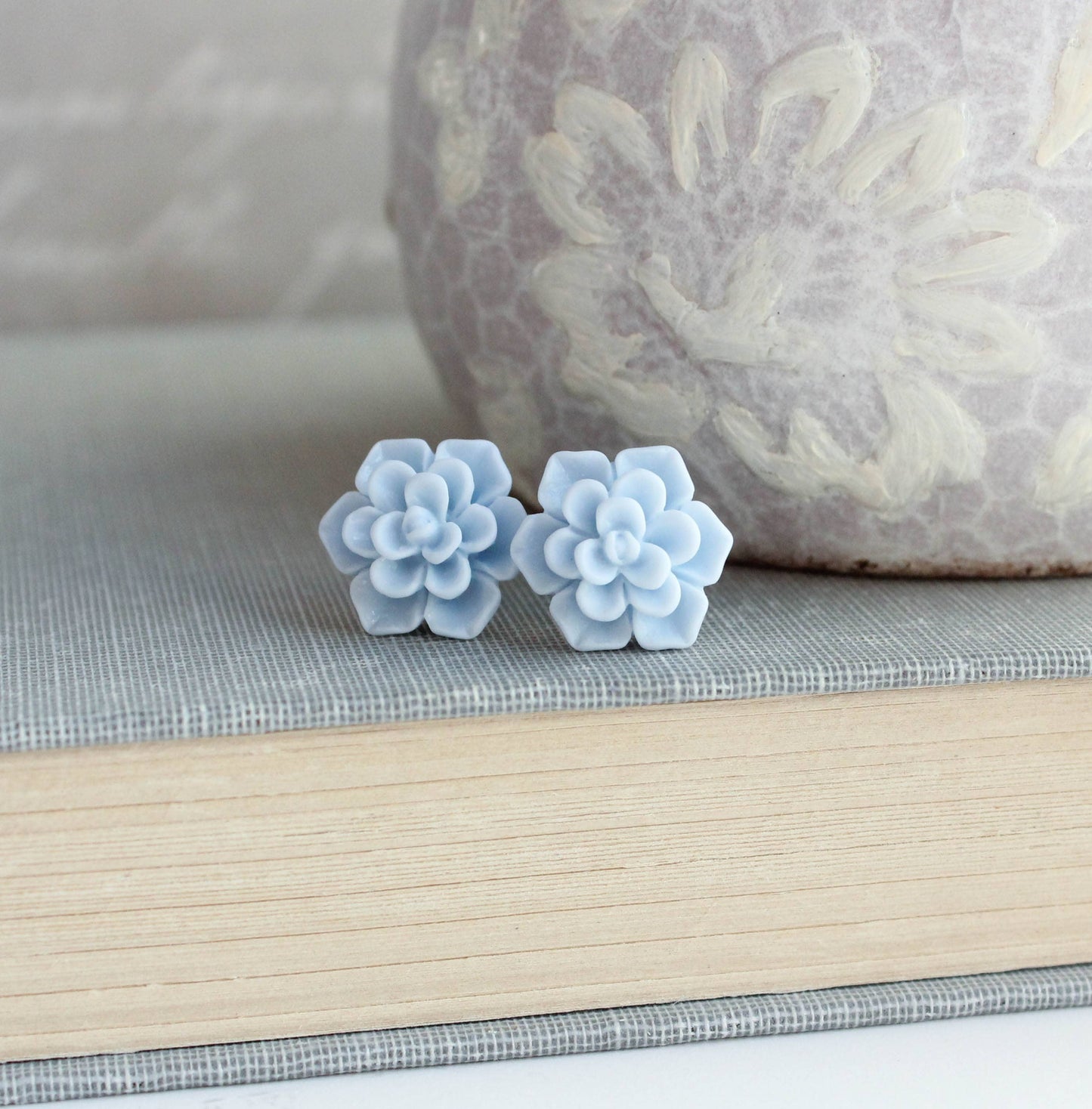 Succulent Studs - Pale Blue