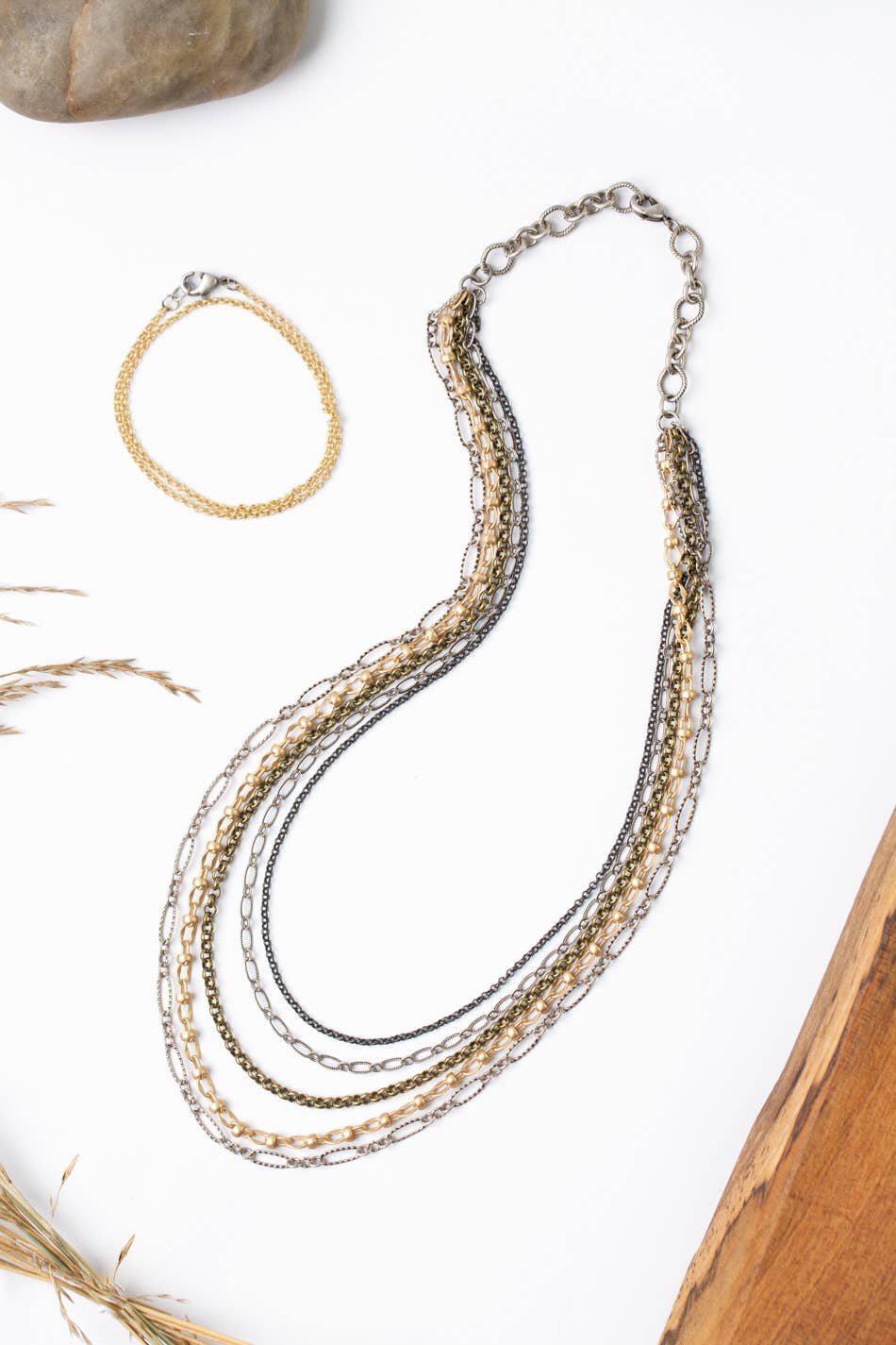 Silver & Gold Multistrand Necklace