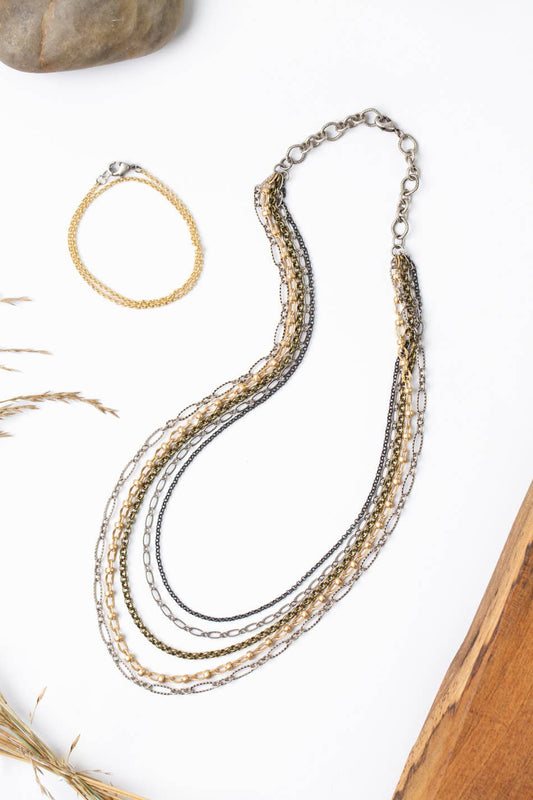 Silver & Gold Multistrand Necklace