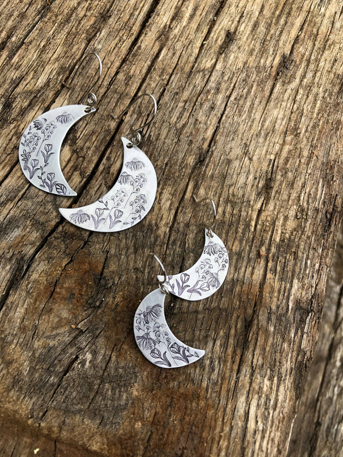 Wildflower moon earrings in silver earrings, small