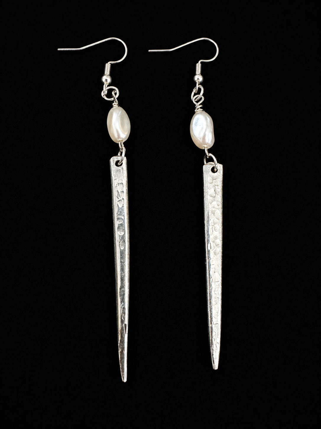 Upcycled Vintage Fork Tine Earrings with Glass Pearl Beads