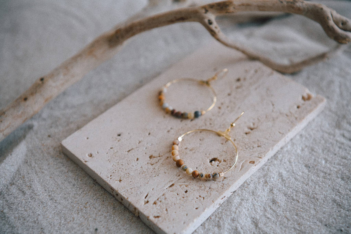 Gemstone and Gold Hoop Earrings