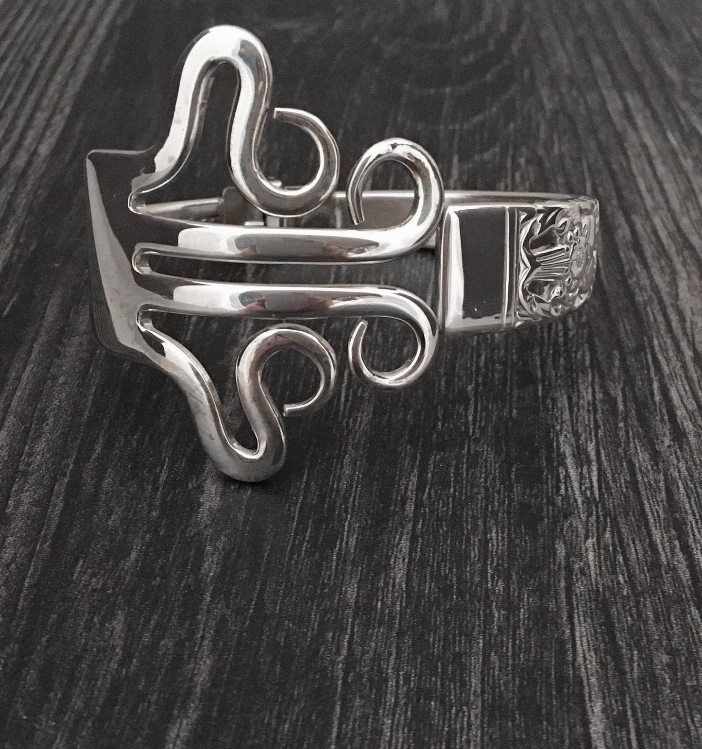 Reclaimed Salvaged Metal Silver Fork Bracelet