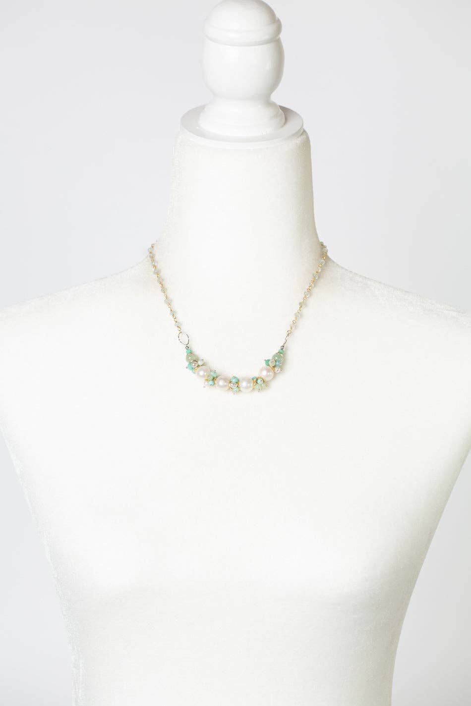 Serenity 17-19" Amazonite, Aquamarine With Freshwater Pearl