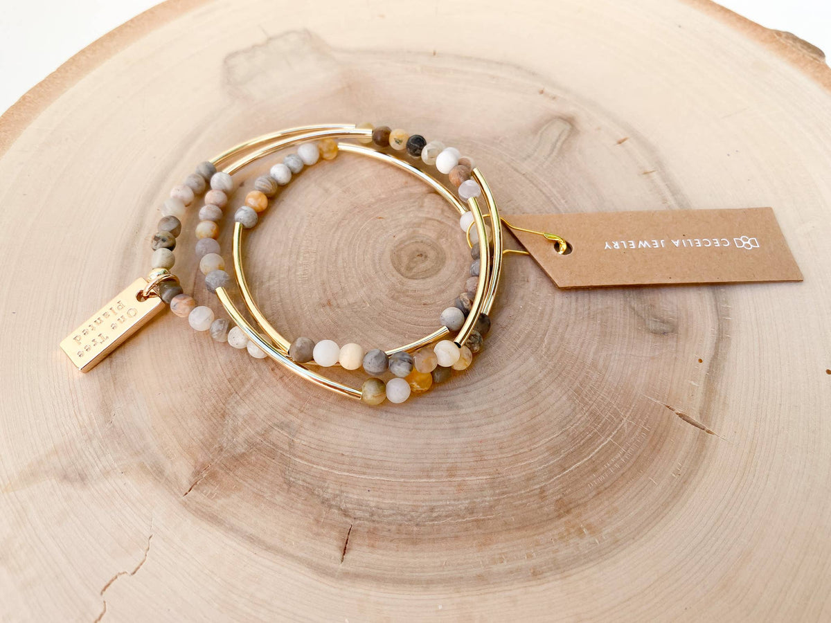 Gemstone Triple Wrap Bracelets