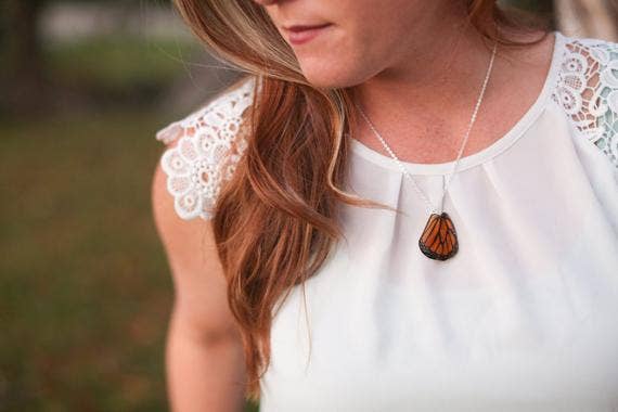 Monarch Butterfly Wing Necklace