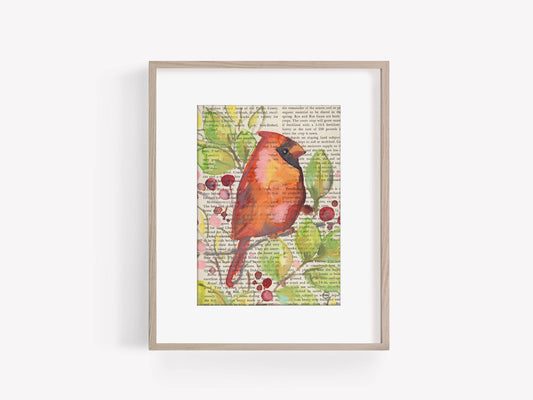 Cardinal Mixed Media Bird Painting