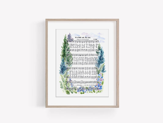"It is Well" Flower Forest Watercolor Hymn Art Print