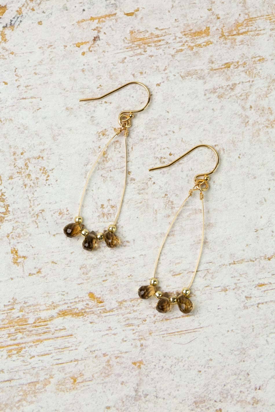 Desert Sunset Whiskey Quartz Dangle Earrings