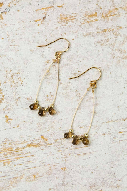 Desert Sunset Whiskey Quartz Dangle Earrings