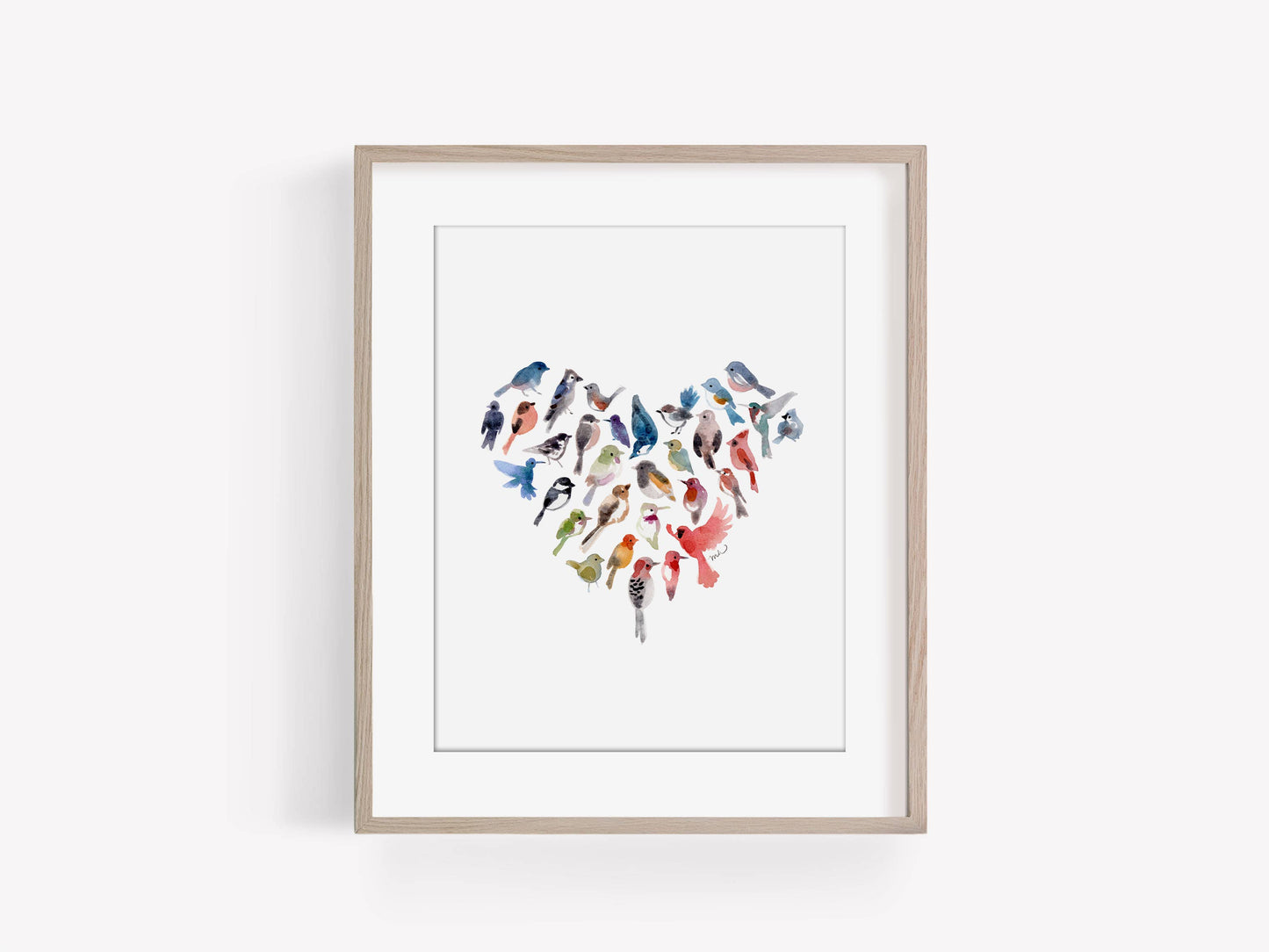 Watercolor Bird Heart Art Print