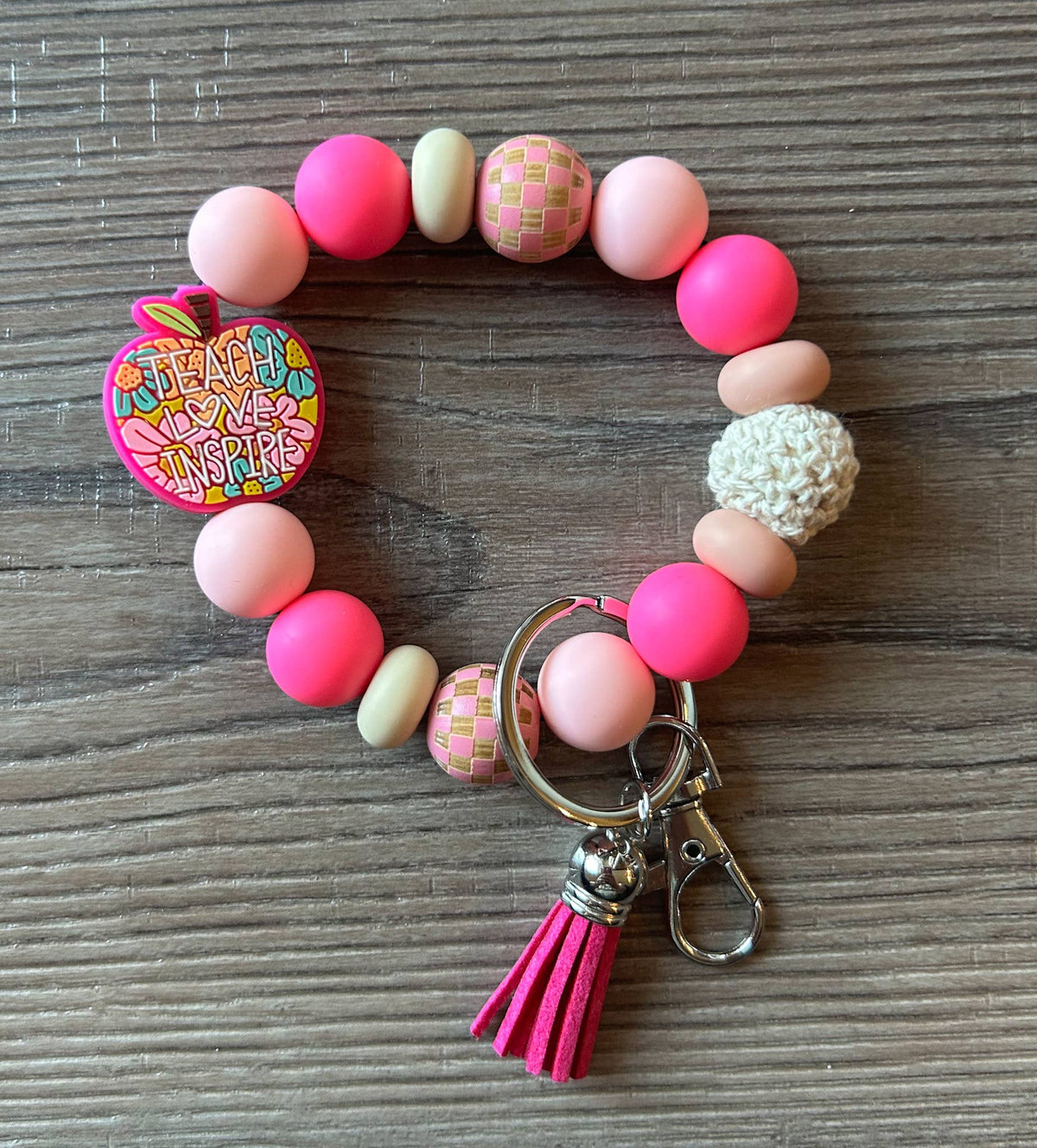 Teach Love Inspire Wristlet Keychain