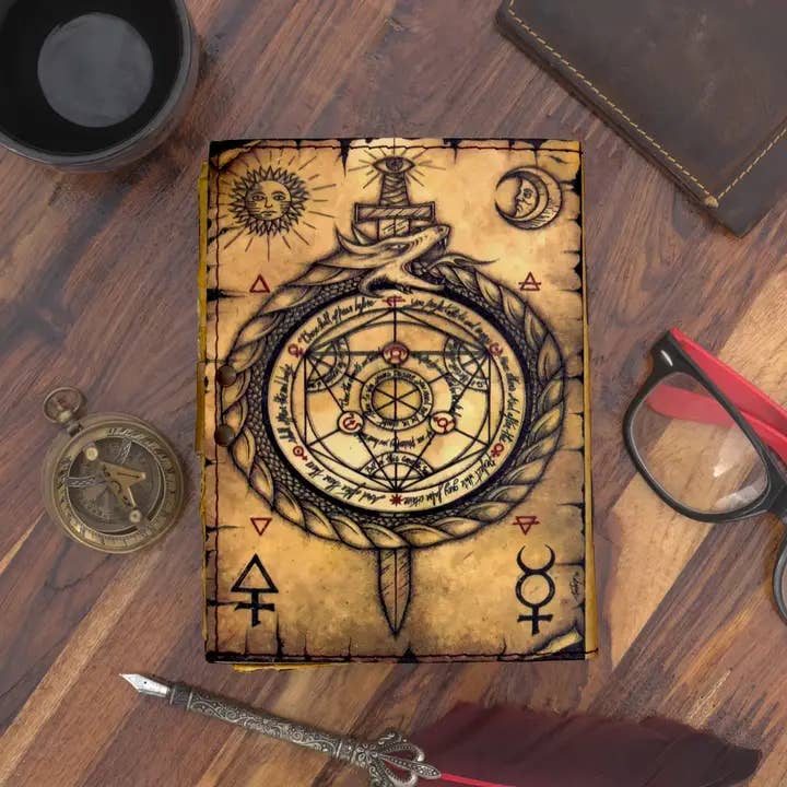 Vintage Leather Journal with Compass