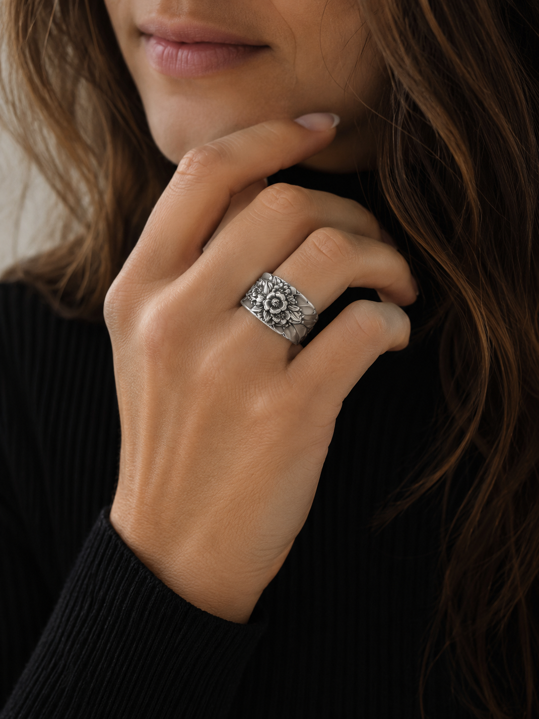 Jubilee Spoon Ring | Vintage Silver-Plated Floral Band