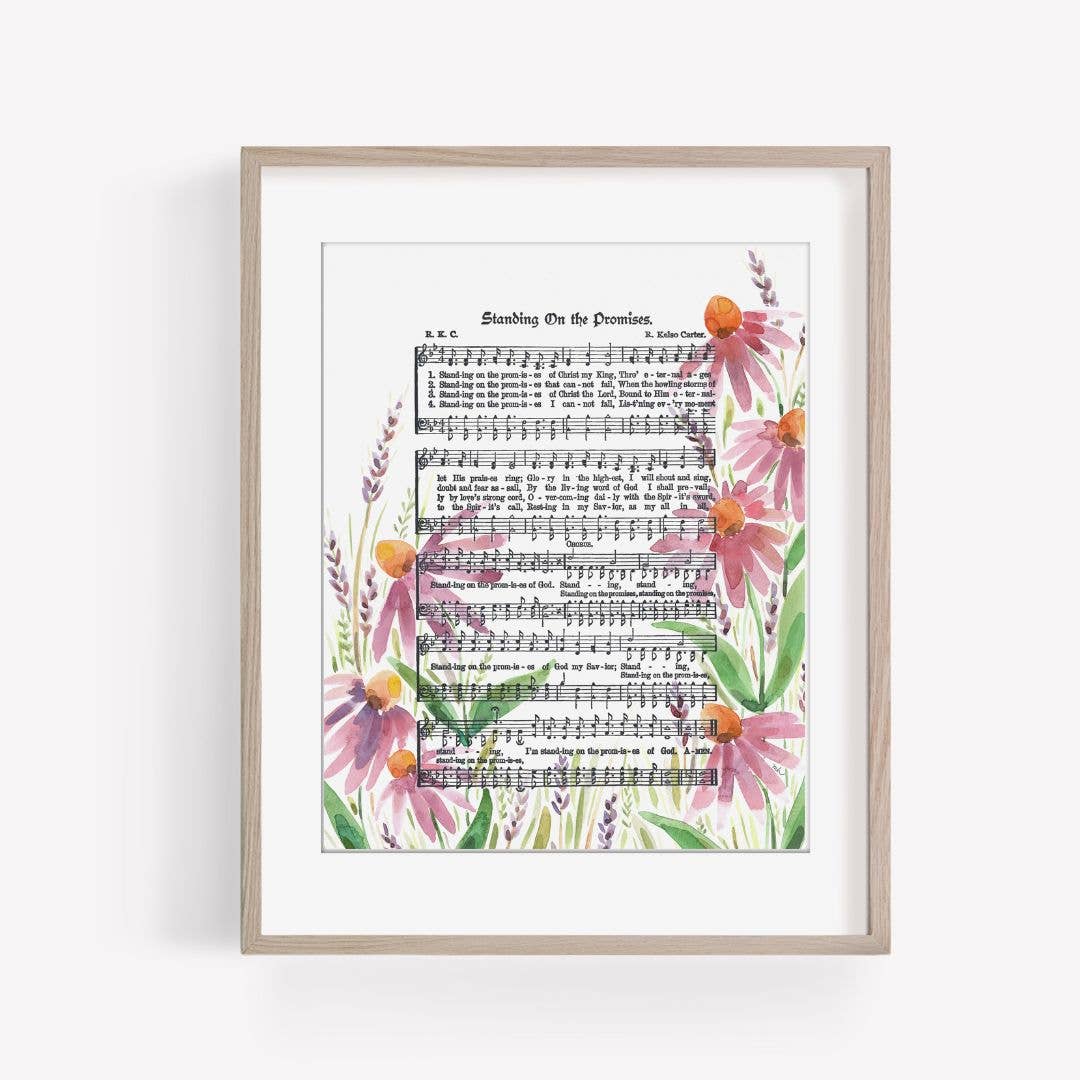 “Standing on the Promise” with Coneflowers Hymn Print