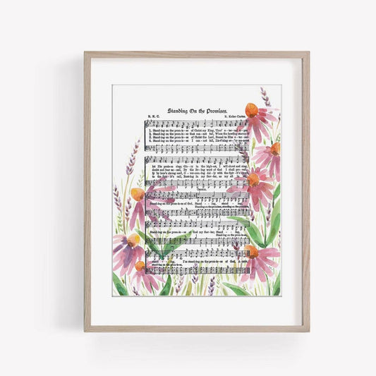 “Standing on the Promise” with Coneflowers Hymn Print