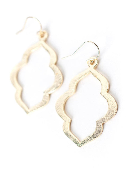 Brushed Gold Quatrefoil Earrings