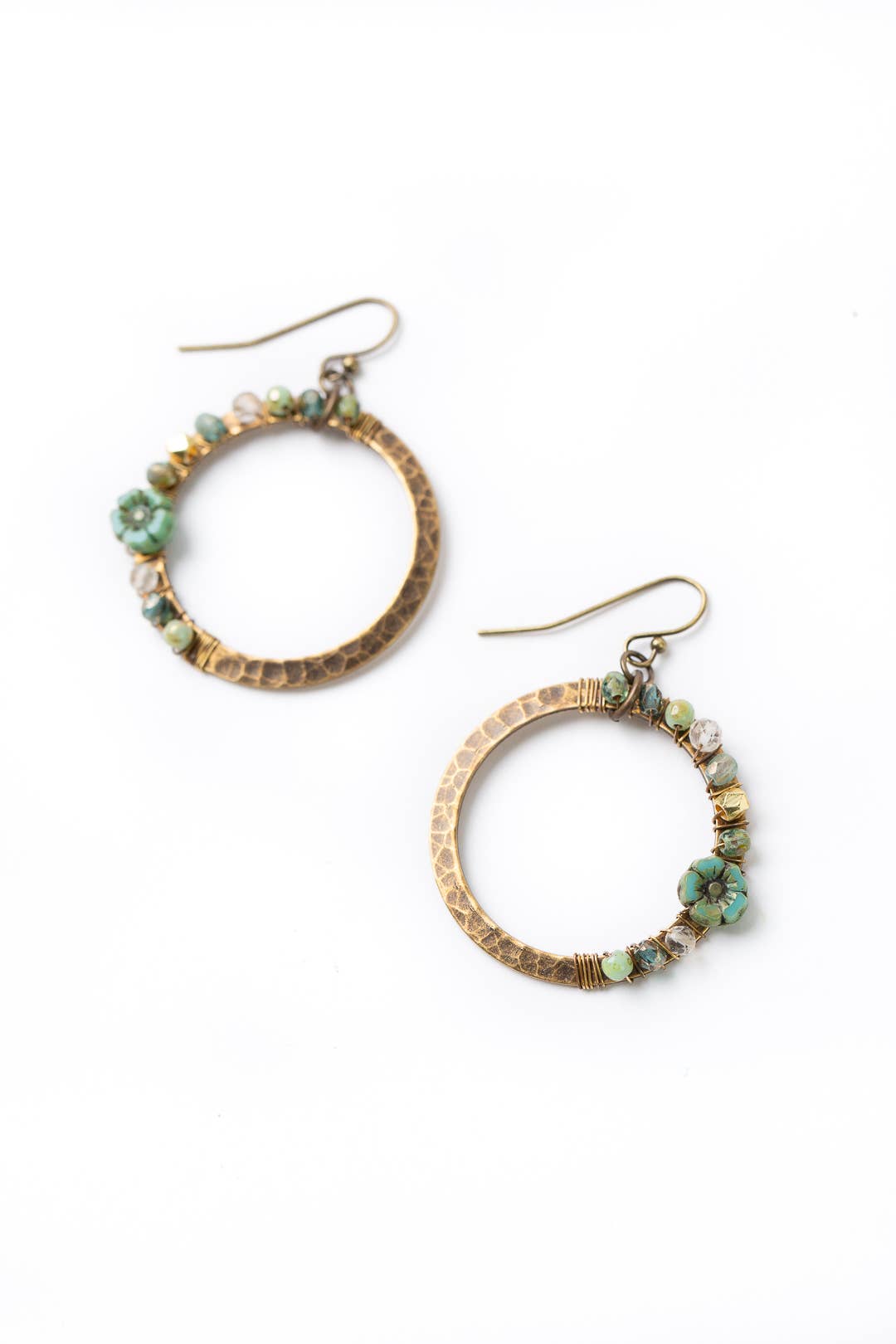 Heron Czech Glass, Quartz Hoop Earrings