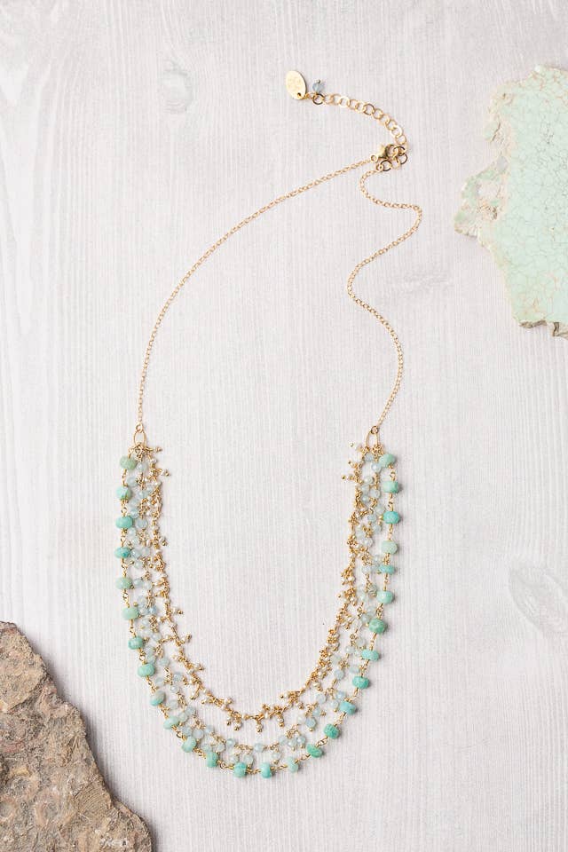 Serenity Amazonite, Apatite Multistrand Necklace