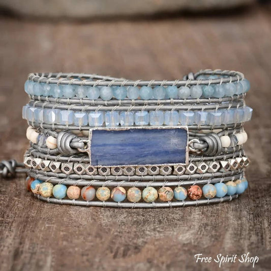 Natural Blue Topaz & King Jasper Wrap