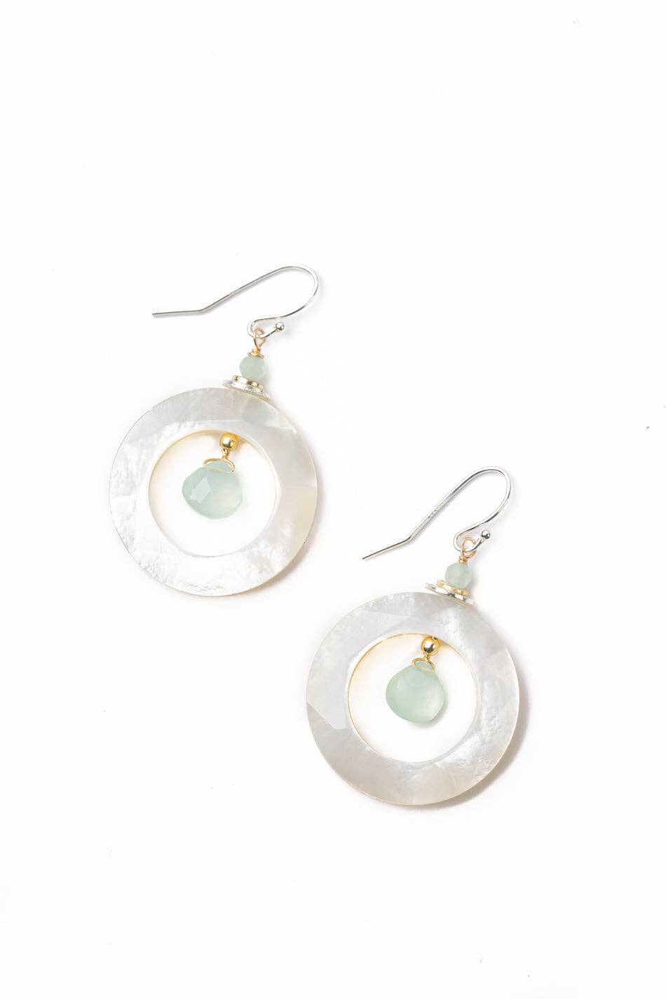 Serenity Aquamarine with Mother of Pearl Hoop Earrings