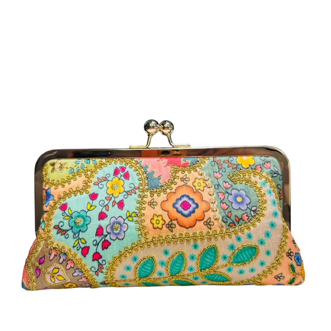 MIDI Clutch Purse - Embroidered Art Silk