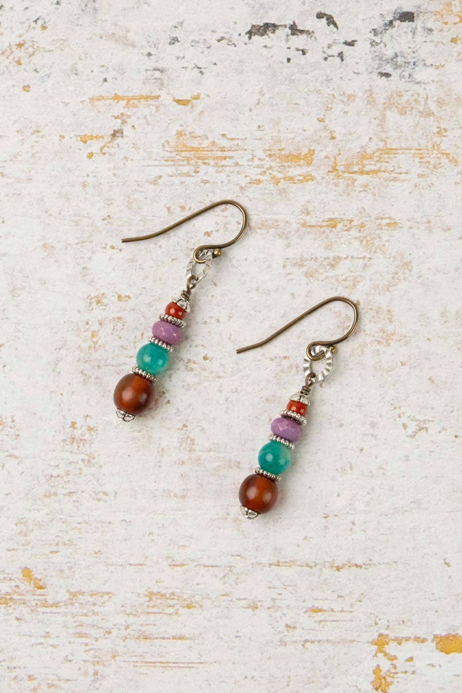 Earthen Red Jasper, Czech Glass Simple Earrings