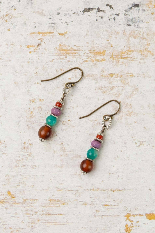 Earthen Red Jasper, Czech Glass Simple Earrings