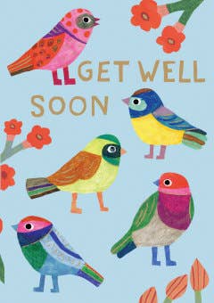 Colorful Birds Get Well Card