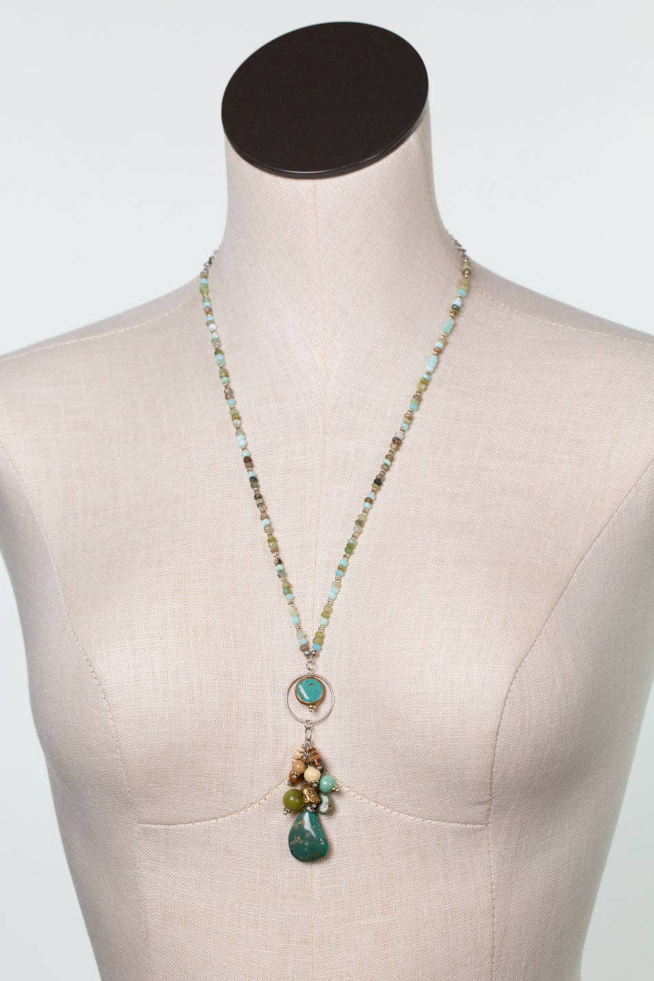 Remedy 23.5-25.5" Jade, Turquoise, Jasper Cluster Necklace
