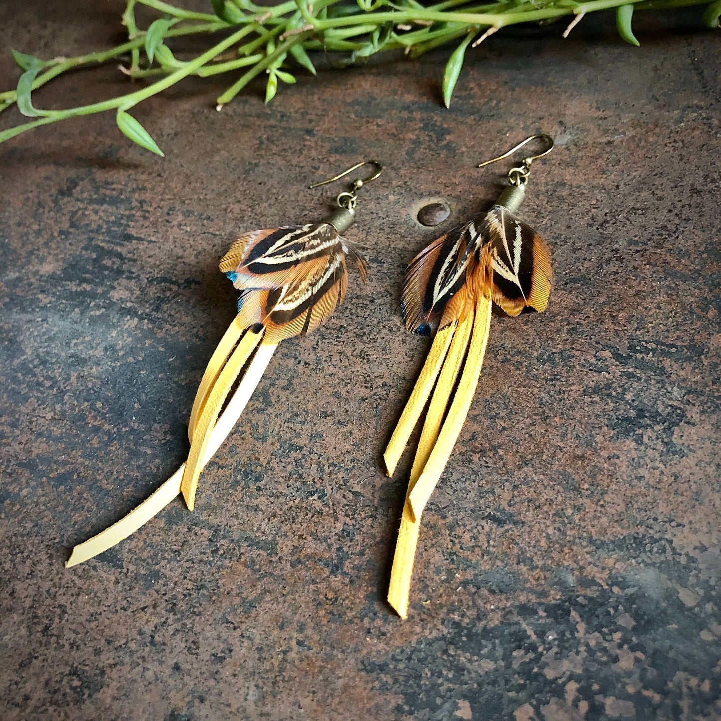 Leather & Pheasant Feathers