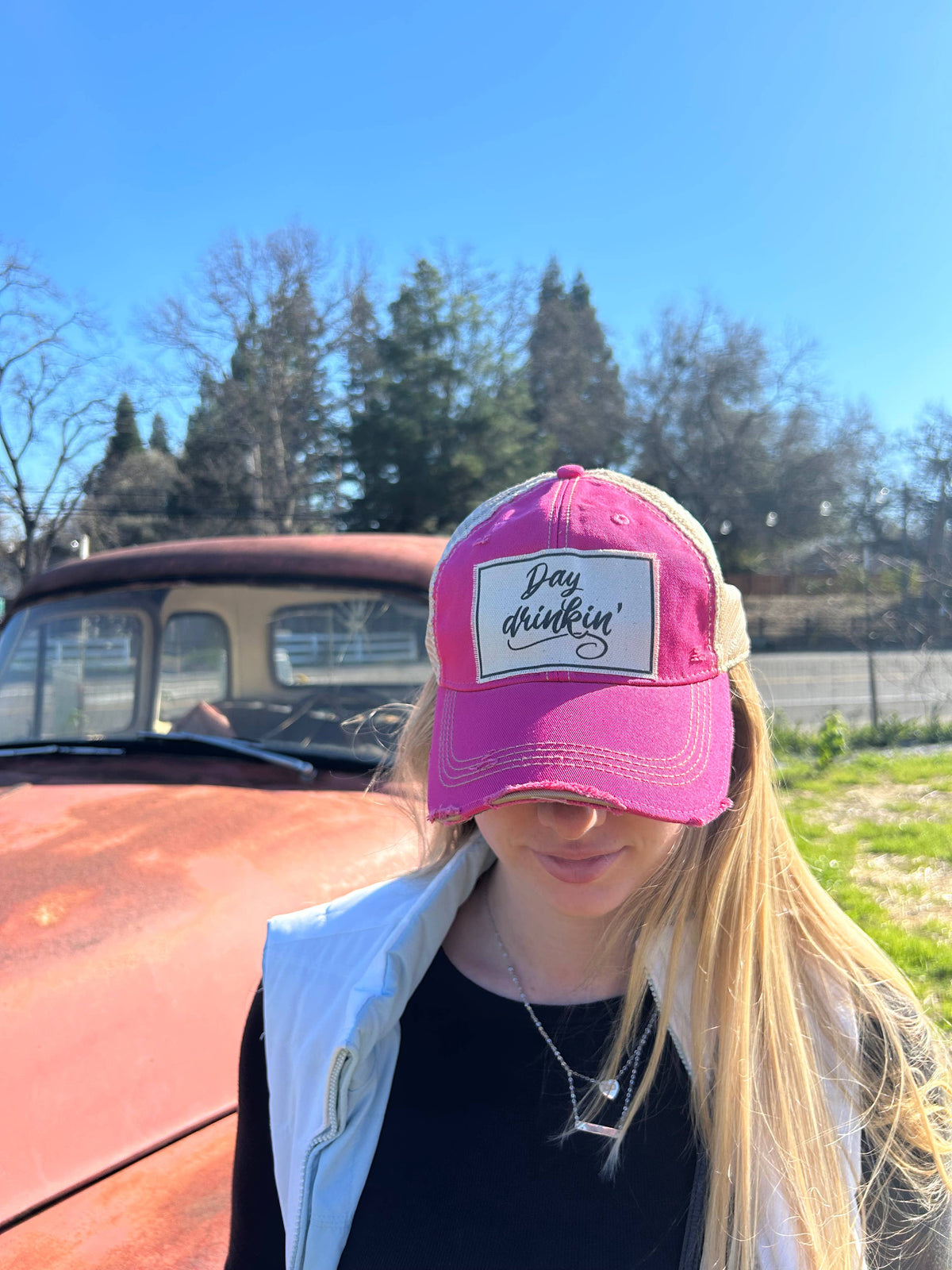 Day Drinkin' Distressed Trucker Hat Baseball Cap